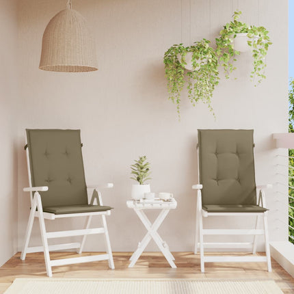 Stolsdynor högt ryggstöd 2 st melerad taupe 120x50x4 cm tyg