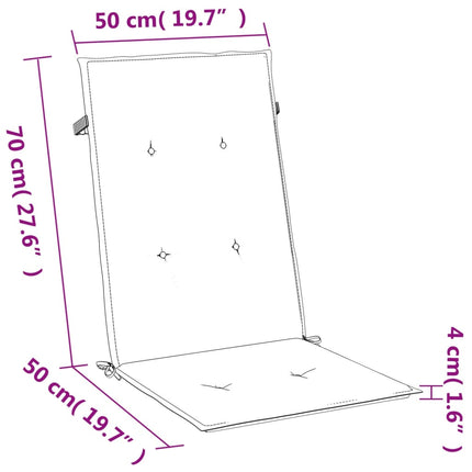 Stolsdynor högt ryggstöd 2 st melerad taupe 120x50x4 cm tyg