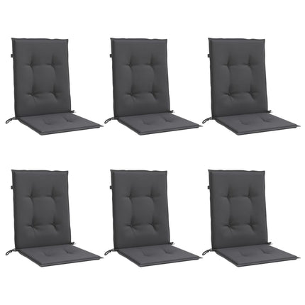 Stolsdynor lågt ryggstöd 6 st melerad antracit 100x50x4 cm tyg