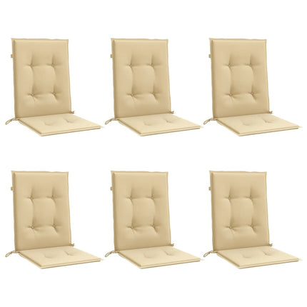 Stolsdynor lågt ryggstöd 6 st melerad beige 100x50x4 cm tyg
