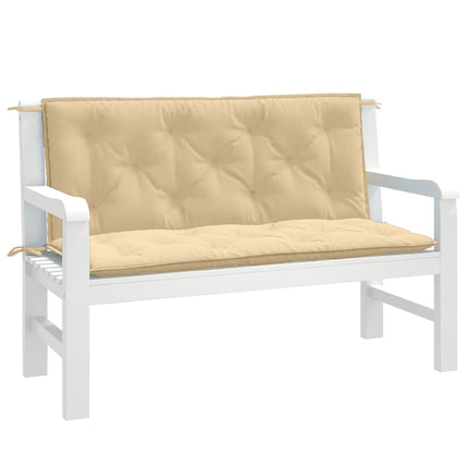 Bänkdyna 2 st melerad beige 120x50x7 cm tyg