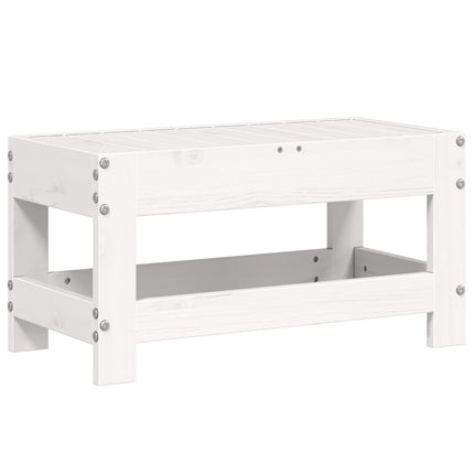 Fotpall för trädgården vit 62x30x32 cm massiv furu