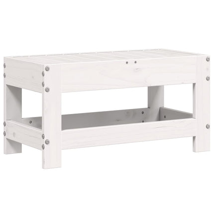 Fotpall för trädgården vit 62x30x32 cm massiv furu
