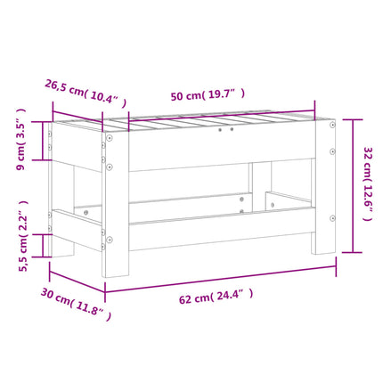 Trädgårdspall 62x30x32 cm massivt douglasträ