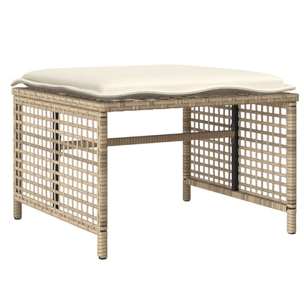 Soffgrupp för trädgård dynor 4 delar beige konstrotting glas
