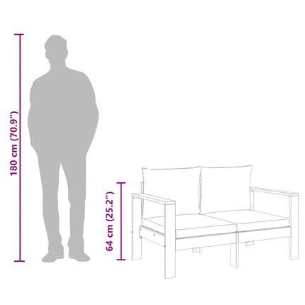 Trädgårdssoffa med dynor 2-sits massivt akaciaträ