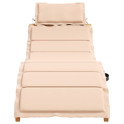 | Solsäng | med kudde beige 55 x 184 x 64cm Massivt Akaciaträ