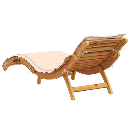 | Solsäng | med kudde beige 55 x 184 x 64cm Massivt Akaciaträ