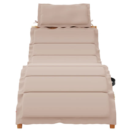 | Solsäng | med kudde taupe 55 x 184 x 64cm Massivt Akaciaträ