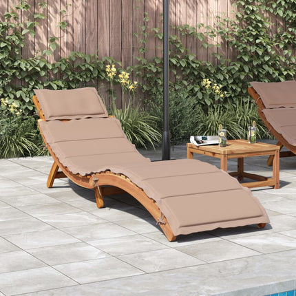 | Solsäng | med kudde taupe 55 x 184 x 64cm Massivt Akaciaträ