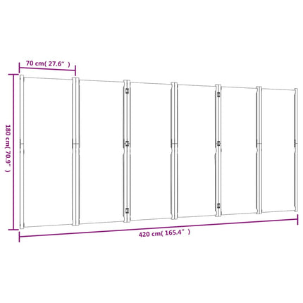 Rumsavdelare 6 paneler taupe 420x180 cm