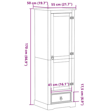 Garderob Corona 55x50x170 cm massiv furu