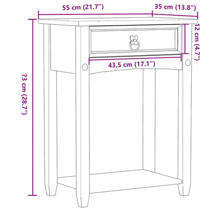 Konsolbord Corona 55x35x73 cm massiv furu