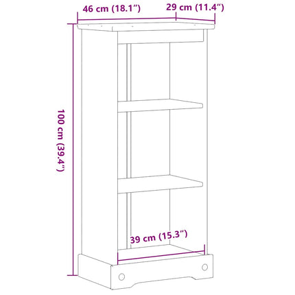 Bokhylla Corona 46x29x100 cm massiv furu