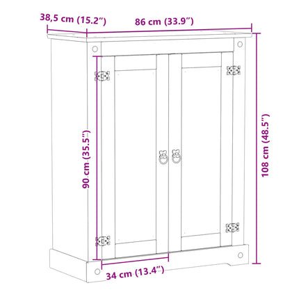 Skoskåp Corona 86x38,5x108 cm massiv furu