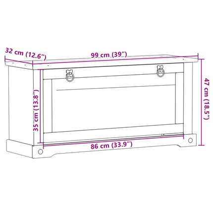 Skoskåp Corona 99x32x47 cm massiv furu