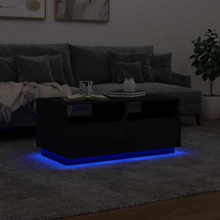 Soffbord med LED svart 90x49x40 cm