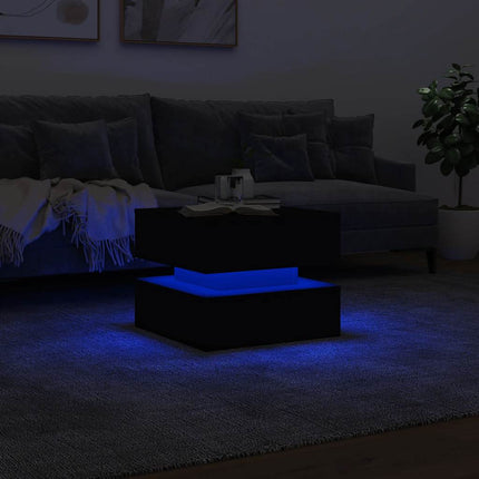 Soffbord med LED svart 50x50x40 cm