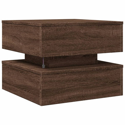 Soffbord med LED brun ek 50x50x40 cm