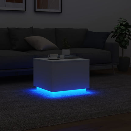 Soffbord med LED vit 50x50x40 cm