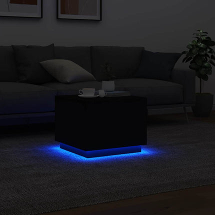 Soffbord med LED svart 50x50x40 cm