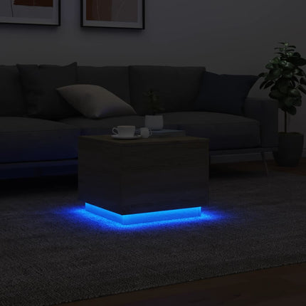 Soffbord med LED sonoma-ek 50x50x40 cm