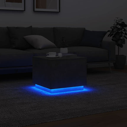 Soffbord med LED betonggrå 50x50x40 cm