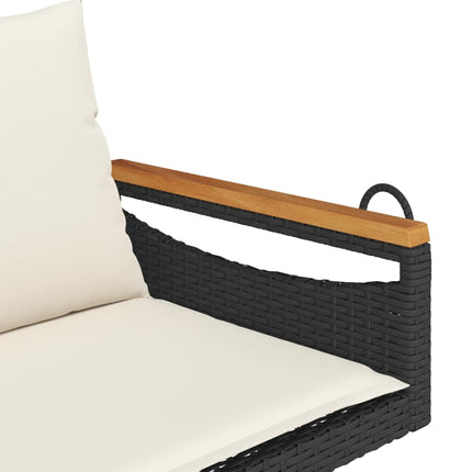 Gungbänk med dynor svart 109x62x40 cm konstrotting
