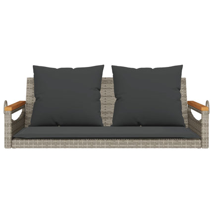 Gungbänk med dynor grå 109x62x40 cm konstrotting