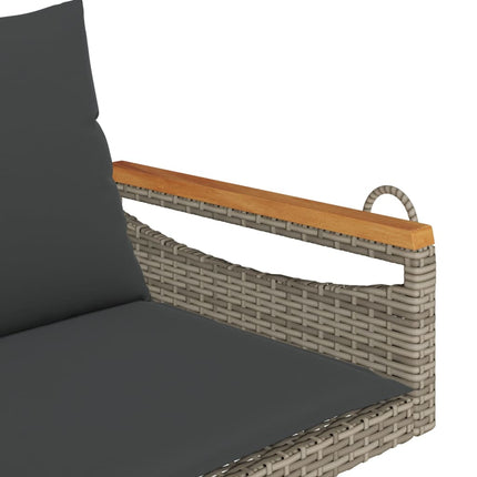 Gungbänk med dynor grå 109x62x40 cm konstrotting