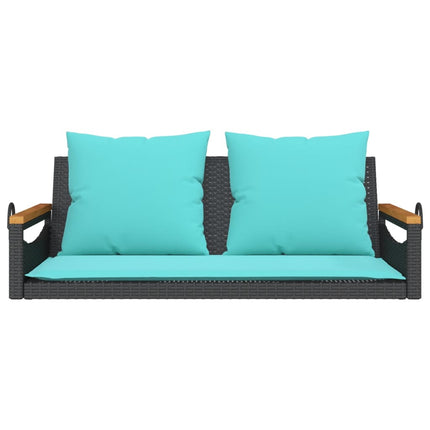 Gungbänk med dynor svart 109x62x40 cm konstrotting