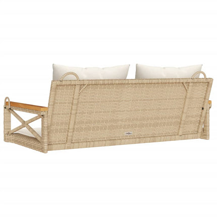 Gungbänk med dynor beige 109x62x40 cm konstrotting