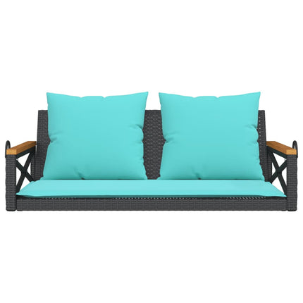 Gungbänk med dynor svart 109x62x40 cm konstrotting