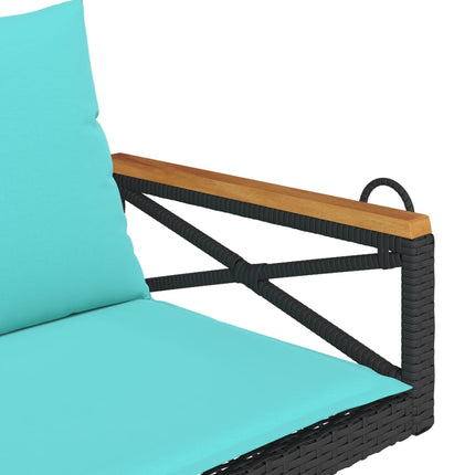 Gungbänk med dynor svart 109x62x40 cm konstrotting