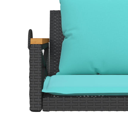 Gungbänk med dynor svart 109x62x40 cm konstrotting