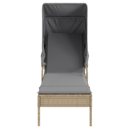 Solsäng med tak beige konstrotting
