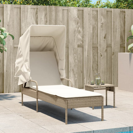 Solsäng med tak beige konstrotting