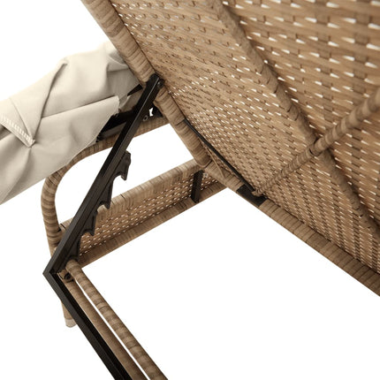 Solsäng med tak beige konstrotting