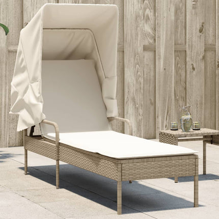 Solsäng med tak beige konstrotting