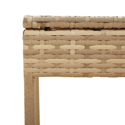 Solsäng med tak och bord beige konstrotting