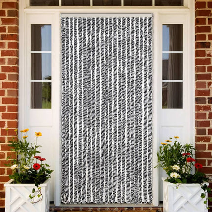 Insektsgardin grå och svart och vit 90x220 cm chenille
