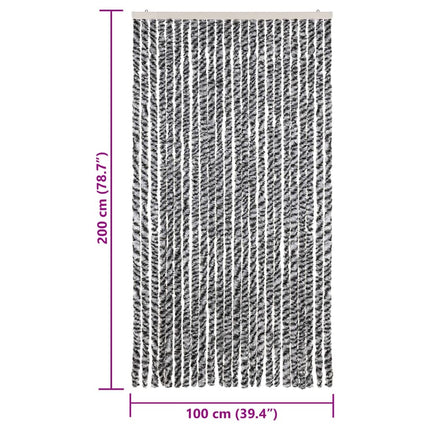 Insektsgardin grå och svart och vit 100x200 cm chenille