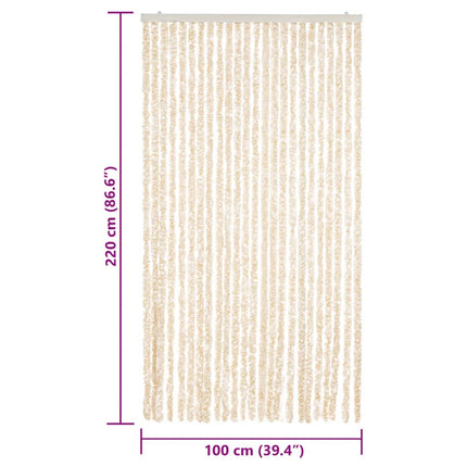 Insektsgardin beige och vit 100x220 cm chenille