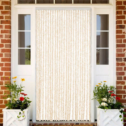 Insektsgardin beige och vit 100x230 cm chenille