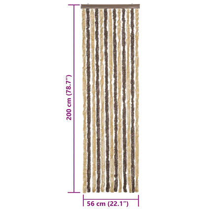 Insektsgardin mörkbrun och beige 56x200 cm chenille