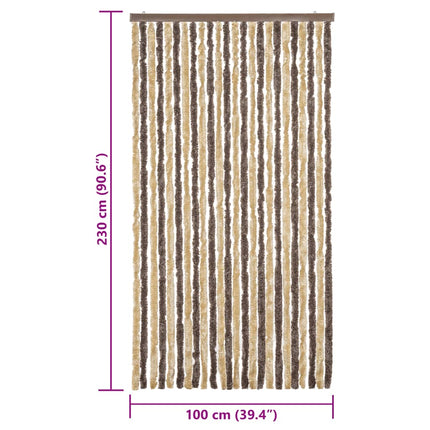 Insektsgardin mörkbrun och beige 100x230 cm chenille