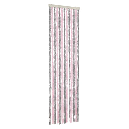 Insektsgardin silvergrå och rosa 56x200 cm chenille