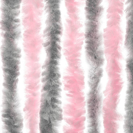Insektsgardin silvergrå och rosa 90x200 cm chenille
