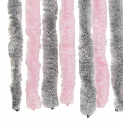 Insektsgardin silvergrå och rosa 90x200 cm chenille
