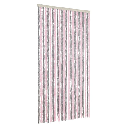 Insektsgardin silvergrå och rosa 100x200 cm chenille